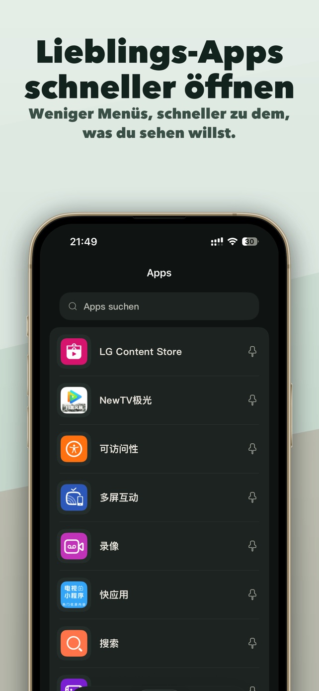 Unterstützte TV-Apps öffnen